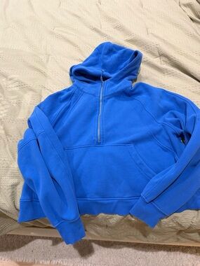 Cobalt Blue Half-Zip Hooded Sweatshirt